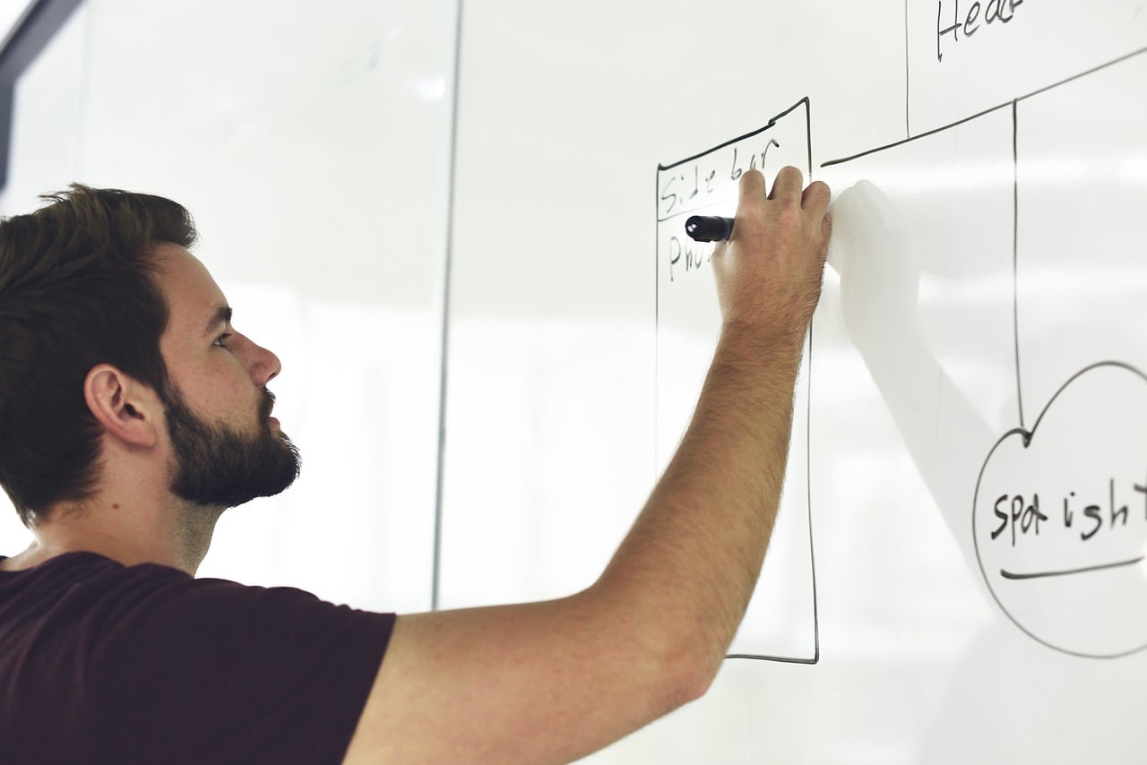 Man marking board